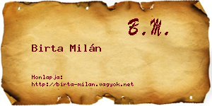 Birta Milán névjegykártya