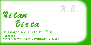milan birta business card